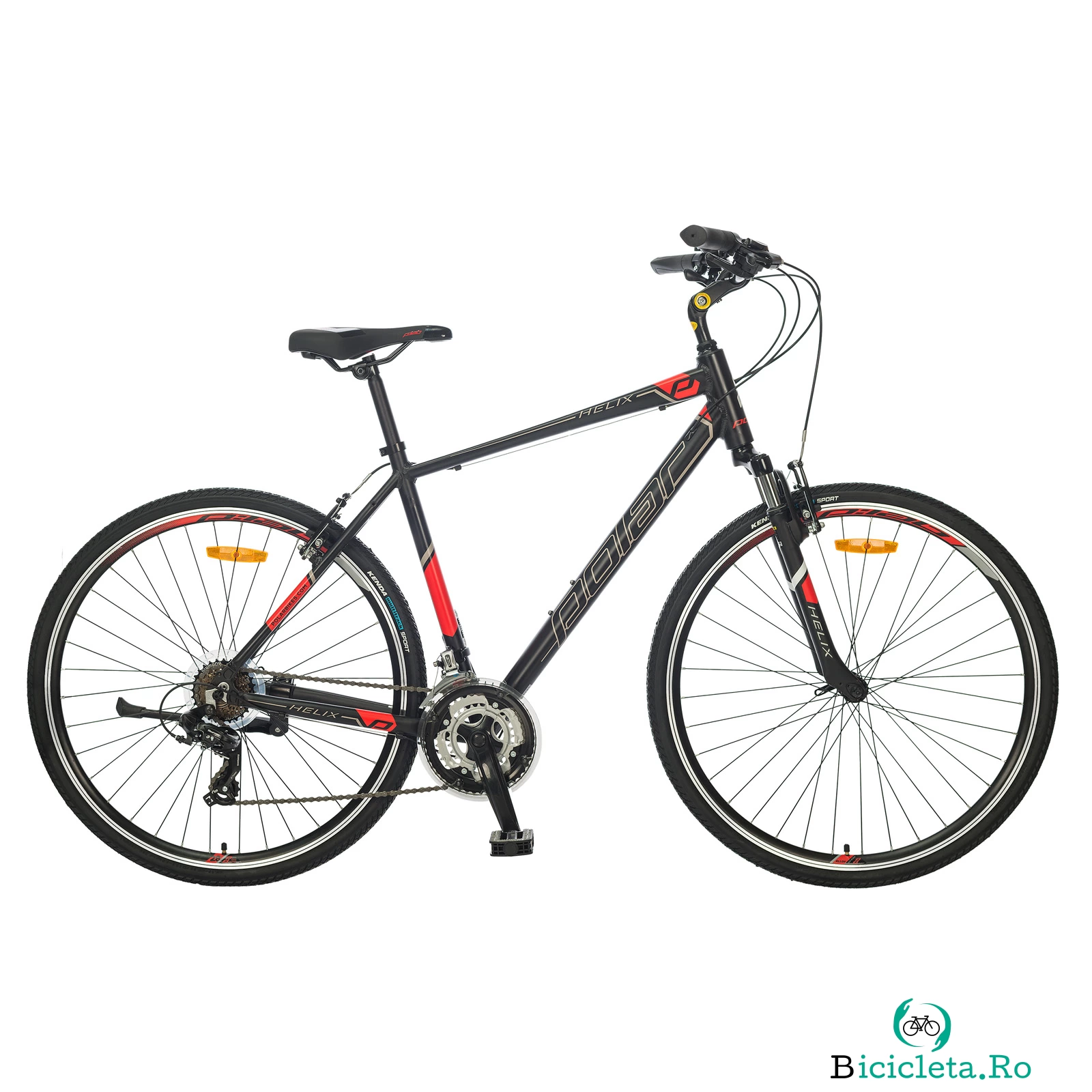 Bicicleta Trekking Polar Helix - 28 Inch, XL, Negru-Rosu